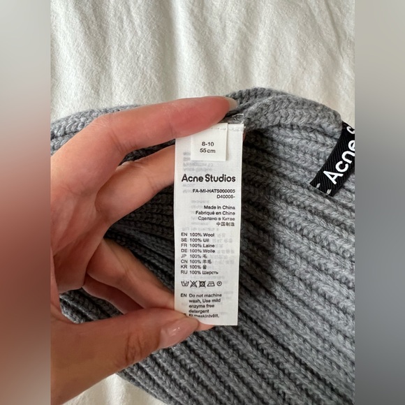 Acne Studios Mini Pansy Beanie Grey - Picture 3 of 5